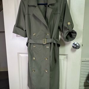 Sharagano Khaki Double-Breasted shirt dress